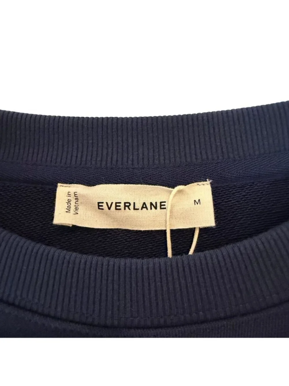 Everlane The Off Duty Terry Crew Neck Sweatshirt Navy Blue Size Medium NWT